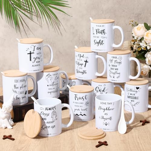 Didaey 12 Sets Christian Mugs Gifts Bible Verses Ceramic Cups, Religious - style: Religious