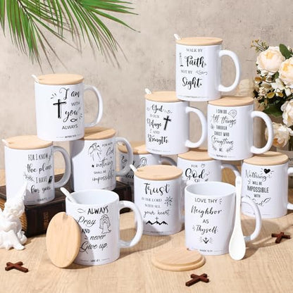 Didaey 12 Sets Christian Mugs Gifts Bible Verses Ceramic Cups, Religious - style: Religious