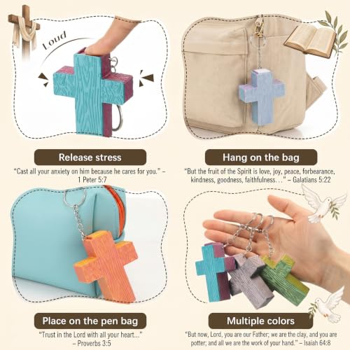 Kenning 12 Pcs Christian Clicker Keychain 3D Fidget Toy - style: Gradient Cross