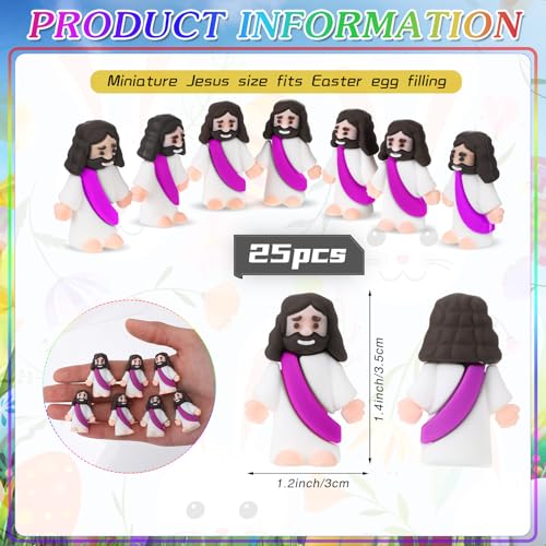 Bememo 25Pcs Mini Jesus Figure for Religious Favor,Purple - color: Purple