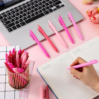 100 Pcs Ballpoint Gel Pens Bulk Retractable, Pink Series - style: Pink Series