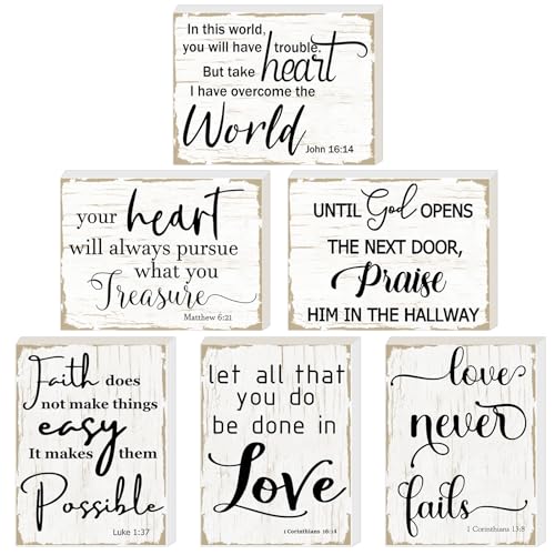 Maitys 6 Pcs Bible Verse Mini Wood Signs Religious Sign, Fresh Style - style: Fresh Style