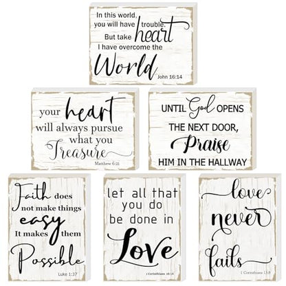 Maitys 6 Pcs Bible Verse Mini Wood Signs Religious Sign, Fresh Style - style: Fresh Style
