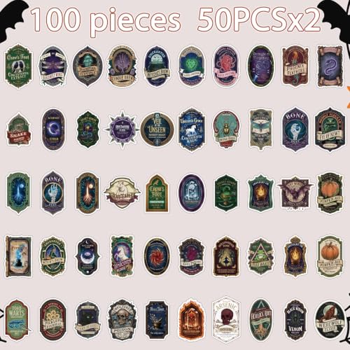 100 Pcs Halloween Potion Label Stickers, Dark Apothecary Decals - style: Halloween Apothecary Potion