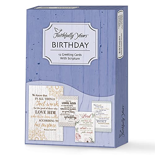 Designer Greetings Faithfully Yours Inspirational Birthday Boxed Card Assortment, Good & Faithful Servant with Biblical Scripture Verses (Box of 12 Greeting Cards with Envelopes) - style: Faithful Servant