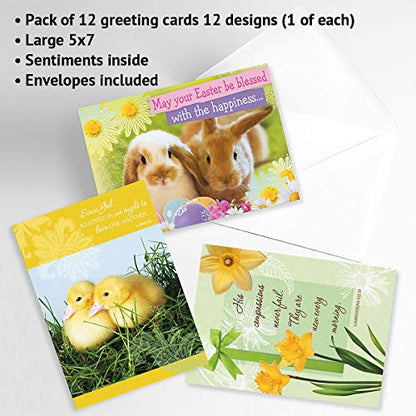 Current Easter Faith Greeting Cards Value Pack - Set of 12 Large 5" x 7", Religious Easter Cards, Inspiring Bible Messages for Christians and Catholics, White Envelopes - color: Faith Pack