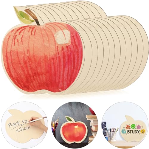 Anglechic 12 Pack 12 Inch Wooden Apple Craft Apple Wood DIY Crafts Cutouts - color: Apple, size: 12 Inch