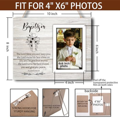 Baptism Gift Picture Frame, Baby Baptism Frame For Boys, Baptism Photo Frame For Godson, Christening Gifts For Boys, Personalized Photo Frame, for 4x6 Photo