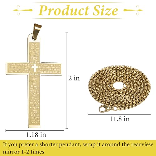 Cross Pendant for Car Rear View Mirror, Car Rearview Hanging Cross (Gold) - color: gold