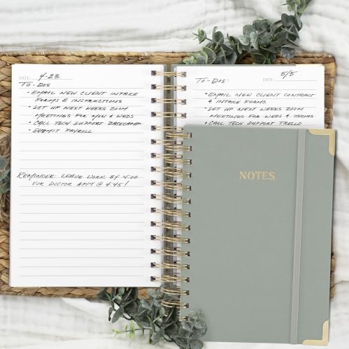 Aesthetic Thick Spiral Notebook Journal For Women in A5 - Linen Hardcover - color: Sage Green, size: A5