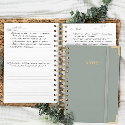 Aesthetic Thick Spiral Notebook Journal For Women in A5 - Linen Hardcover - color: Sage Green, size: A5