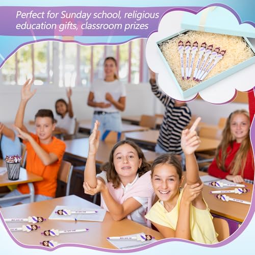 CroBlissful 100 Pcs Christian Jesus Pens Bulk Sunday School Prizes