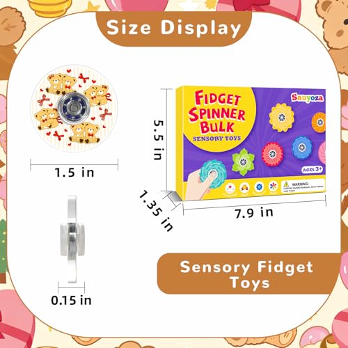 52 Pack Bear Fidget Spinners Bulk Party Favors,Classroom Prizes Toys - color: Tl-sa-3-bear