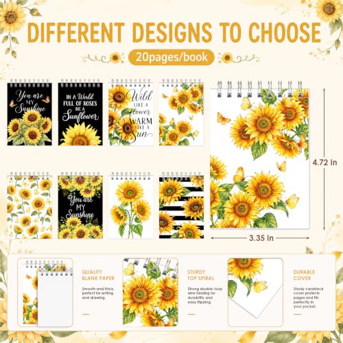Sprial Notebooks with Pens Bulk, 48 Pack, 5.5 x 4.7 Inch, Yellow - color: Sunflower Sunshine Motivational