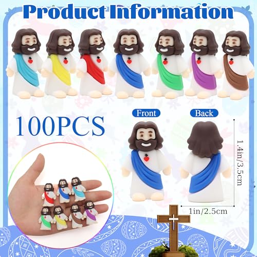 Owurha 100 Pcs Baby Jesus Figures Mini Jesus Figurines in Bulk Original Design Tiny Miniature Jesus Figures for Hide and Seek, Religious Party Favors, Sunday School, Baptism Gift, Easter Egg Stuffers