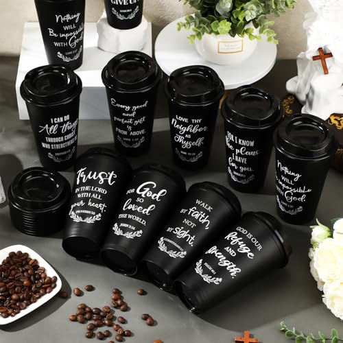 Skylety 20 Pack Christian Gifts Bulk 16oz Bible Verse Tumbler with Lids - color: Black
