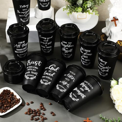 Skylety 20 Pack Christian Gifts Bulk 16oz Bible Verse Tumbler with Lids - color: Black