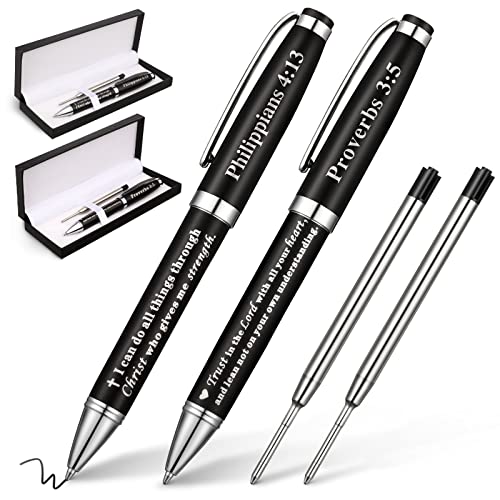 Chinco 2 Pack Engraved Bible Verse Ballpoint Pens, Christian Gifts