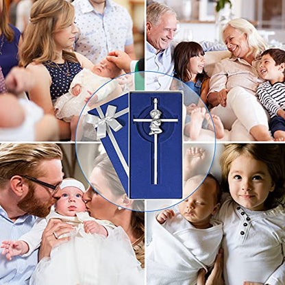 Tryuunion Baby Wall Cross Baptism Gifts for Boys, 7-inch Silver Blessing Boy Baptism Crosses for First Holy Communion Christening and Dedication Baptismal Gifts from Godparents - color: Silver Boy