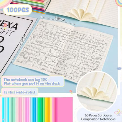 Handepo 100 Pack A5 Composition Notebooks Bulk 5"x8" Notebooks Fantastic - color: Fantastic, size: A5