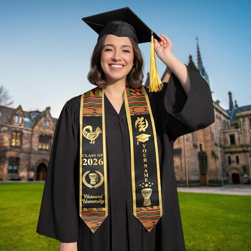 MDPrints Global Kente Graduation Sash 2026, Black Girl Magic Graduation Sash 2026, Class of 2026 Graduation Gift - color: Kente Dk08