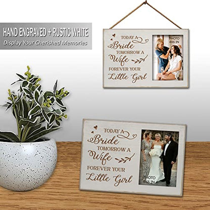 Yudarte Mother of the Bride Gifts from daughter - Engraved Picture Frame 4x6 Inches for Wedding, Engagement,Bridal Shower - Today A Bride,Tomorrow A Wife,Forever Your Little Girl - color: bride parents