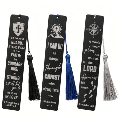 kilofly 3 Pcs Religious Christian Gifts Bible Verse Scripture Quotes Bookmarks, Courage - style: Blk - Courage