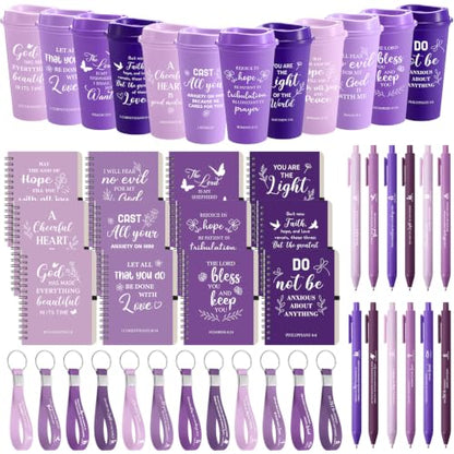 Skylety 12 Set Christian Gifts Bulk Scripture Cup Set, Purple Gradient - color: Purple Gradient