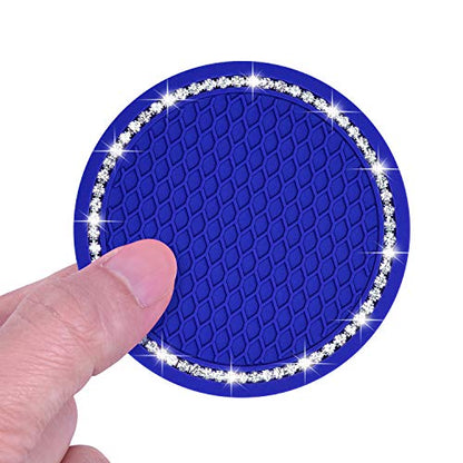 Wisdompro Bling Car Coasters, 2 Pack 2.75" Diameter Car Cup Coaster, Blue - color: Blue