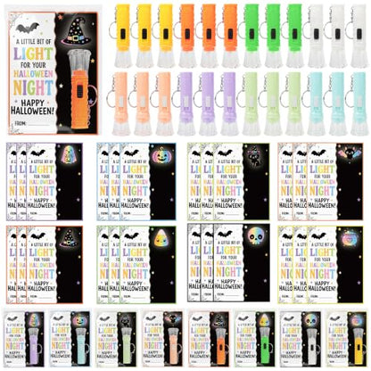 24 Set Halloween Gifts Bulk Mini Flashlights with Card Party Favors - color: Halloween-24 Set