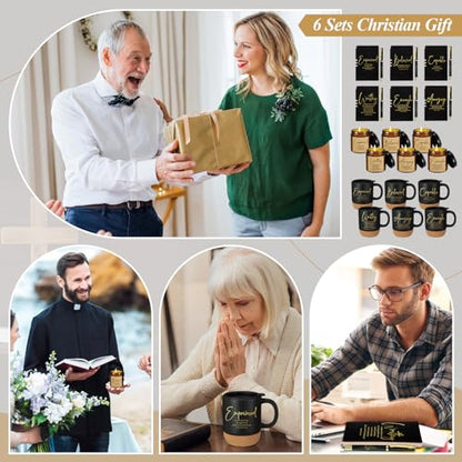 FillTouch 6 Set Christian Gift for Men 15 oz Coffee Mug Journal Pen Candle - color: Black