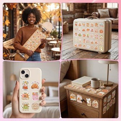 100 Pcs Fall Bookish Stickers for Adult, Vinyl Pumpkin Decals - style: Fall Bookish