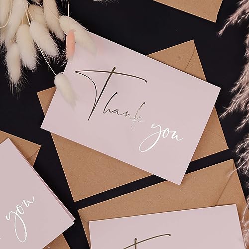 GardenCity Thank You Cards - 30 Pack (Blush Pink) - color: Blush Pink / Silver Foil