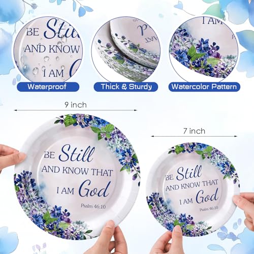 Funnymoom 48 Pcs Be Still and Know That I Am God Paper Plates Set, 9" 7" - style: Be Still and Know