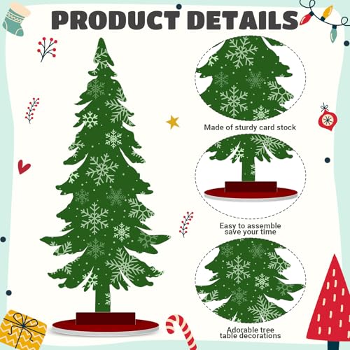 Namalu 16 Pcs Joy Christmas Tree Centerpiece Buffalo Plaid Snowflake - style: Joy