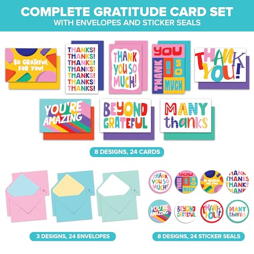 Decorably 24 Pack 6x4in Gratitude Thank You Cards for Teachers
