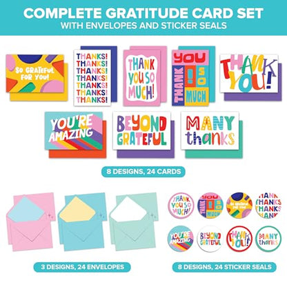 Decorably 24 Pack 6x4in Gratitude Thank You Cards for Teachers