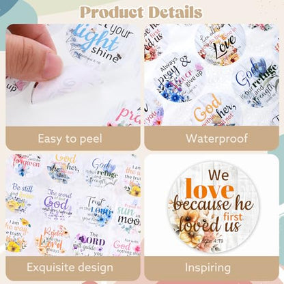 600 Pcs Bible Verse Stickers 24 Styles Floral Scripture Stickers - style: Floral