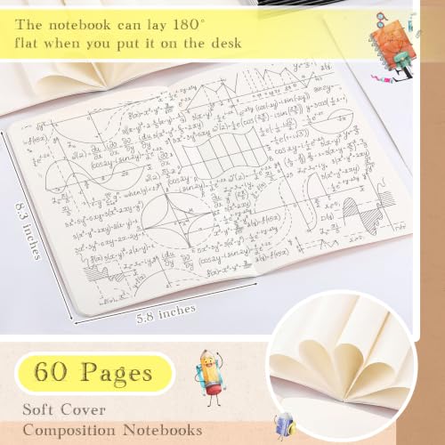 Handepo 100 Pack A5 Composition Notebooks 5"x8" Wide Ruled Notebook - color: Delicate Color, size: A5
