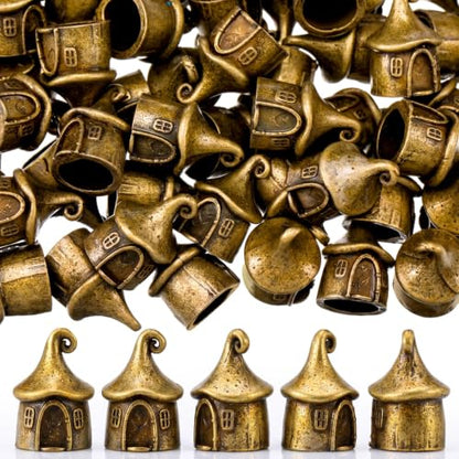 Civaner 50 Pcs Mini Brass Fairy Garden House, Christmas House Figurines - style: Christmas Village