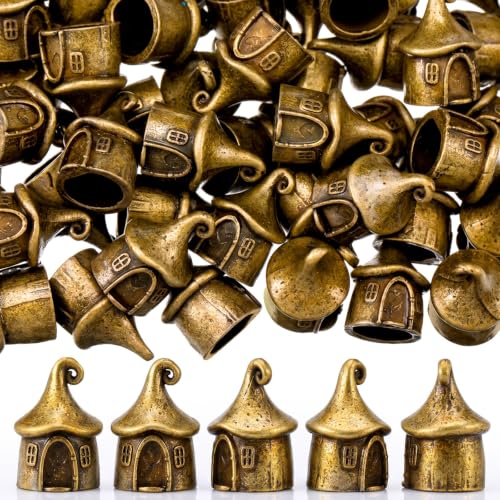 Civaner 50 Pcs Mini Brass Fairy Garden House, Christmas House Figurines - style: Christmas Village