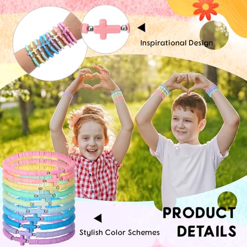 Landical 30/50/100 Cross Bracelets Bulk Jesus Women - color: Pastel