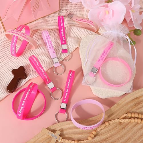 72 Pcs Inspirational Bible Verse Silicone Bracelets Religious Keychains Coworker Employee Appreciation Gifts Motivational Wristbands Christian Gifts for Women Men Church Favor Teacher Nurse Staff