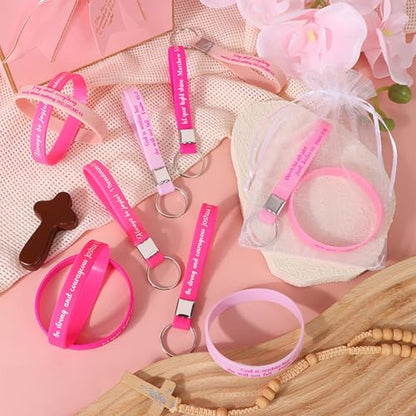 72 Pcs Inspirational Bible Verse Silicone Bracelets Religious Keychains Coworker Employee Appreciation Gifts Motivational Wristbands Christian Gifts for Women Men Church Favor Teacher Nurse Staff