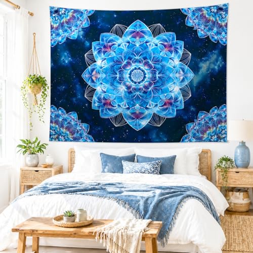 Apdidl Mandala Space Tapestry for Bedroom, Boho Blue Galaxy Sky Tapesries - color: Mandala Space Tapes try, size: 60"L x 51"W