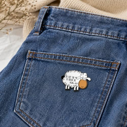 Christian Sheep Enamel Pin - Bible Verse Pins Brooch for Backpacks, Jackets, Hats with "HE LEFT THE 99 TO RESCUE ME.". Religious Brooches Gift for Christians, Church Friends