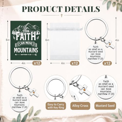 12 Set Mustard Seed Keychain with Seed for Christian Men Women