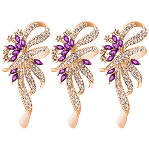 Merdia Created Crystal Brooch Fancy Vintage Style Flower Brooch Pin for Women, girls, ladies with Blue/Purple Created Crystal | Vintage Fashion | Brooches and Pins for Women | Ladies Jewelry - color: 3Pcs Purple