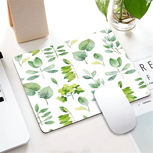 Watercolor Herbal Leaves Mouse Pad, Eucalyptus Green Leaf Natural Plant Foliage Botanical Customized Non-Slip Rubber Base Mousepads, Computer Mouse Pads for Wireless Mouse 9.5×7.9×0.12 inches - color: TSP236