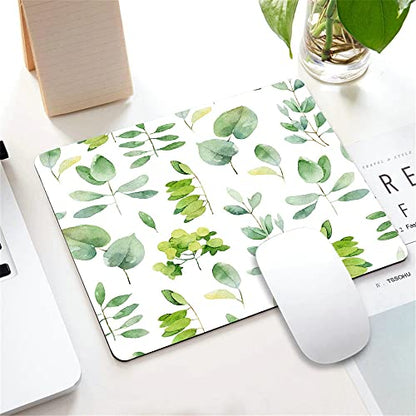 Watercolor Herbal Leaves Mouse Pad, Eucalyptus Green Leaf Natural Plant Foliage Botanical Customized Non-Slip Rubber Base Mousepads, Computer Mouse Pads for Wireless Mouse 9.5×7.9×0.12 inches - color: TSP236